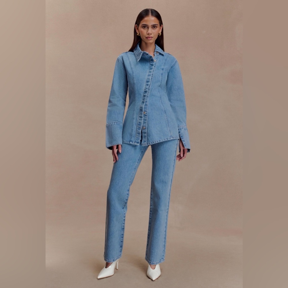 Meshki Janine High Waisted Straight Leg Jeans - Classic Blue Size 24